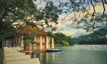 white and brown concrete building near body of water during daytime