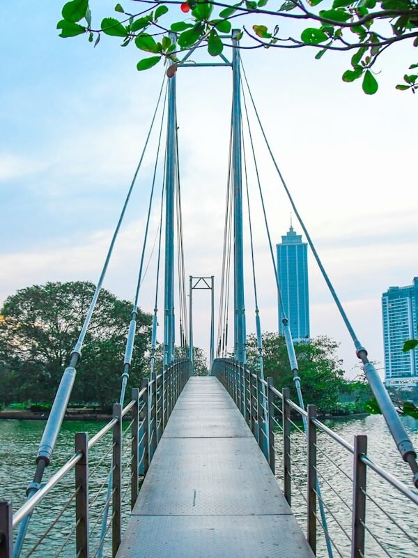 a long bridge over a body of water