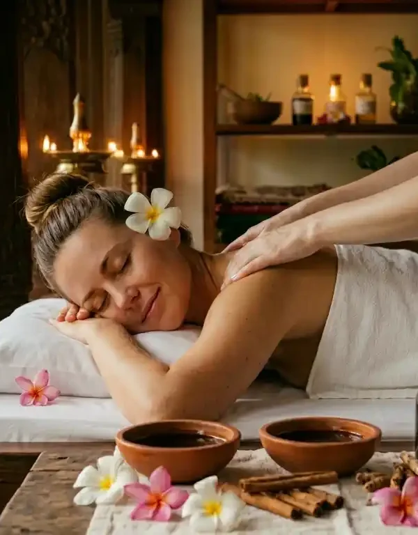 Woman receiving Ayurveda massage Sri Lanka CeyGlow Tours